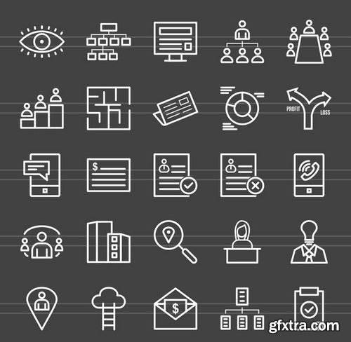 50 Business Administration Line Inverted Icons