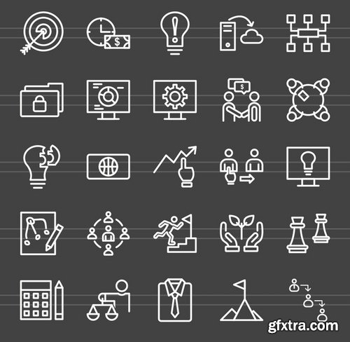 50 Business Administration Line Inverted Icons