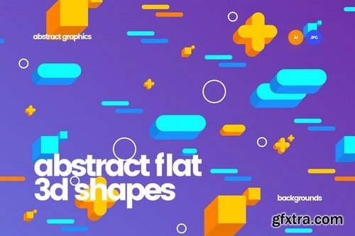 Abstract Flat 3D Shapes Backgrounds