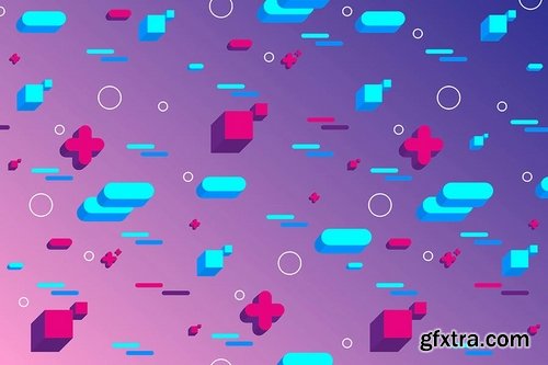 Abstract Flat 3D Shapes Backgrounds