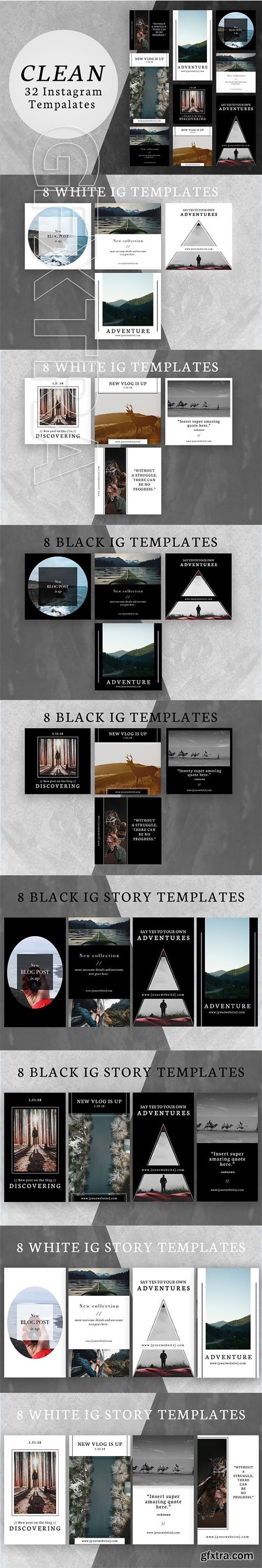 CreativeMarket - CLEAN - 32 Instagram Templates 2266778