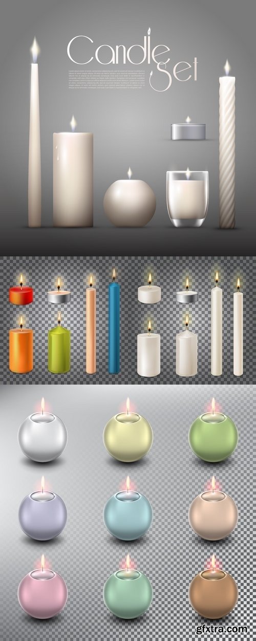 Vectors - Realistic Burning Candles 4