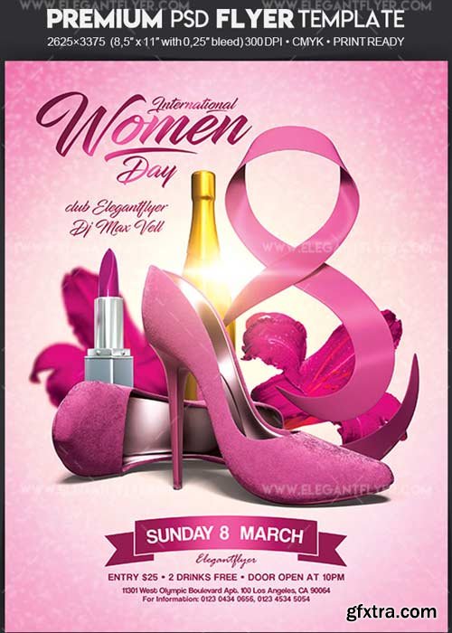 International Women Day V1 2018 Flyer PSD Template + Facebook Cover