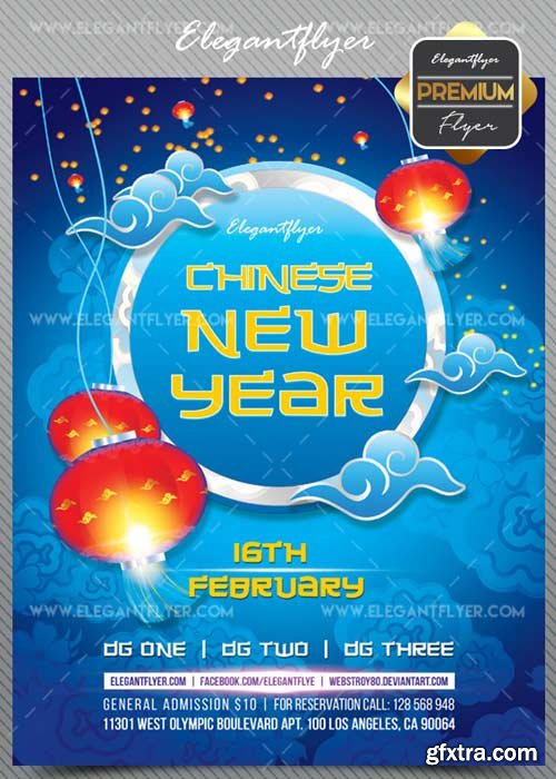 Chinese New Year V9 2018 Flyer PSD Template + Facebook Cover