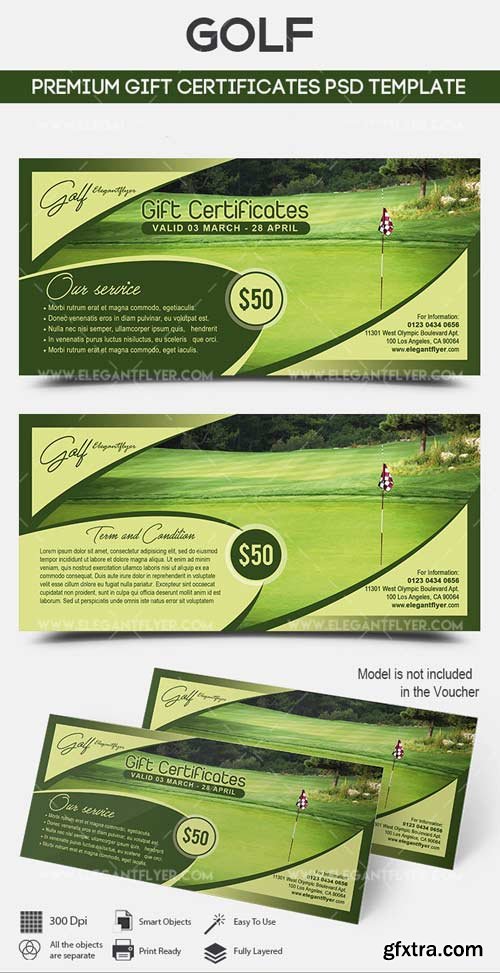 Golf V1 2018 Premium Gift Certificate PSD Template