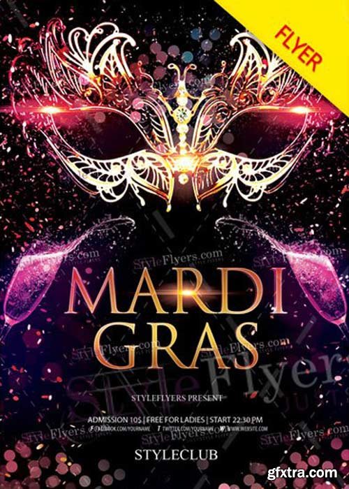 Mardi Gras V14 2018 PSD Flyer Template