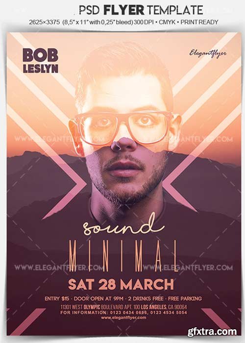 Minimal Sound V1 2018 Flyer PSD Template + Facebook Cover