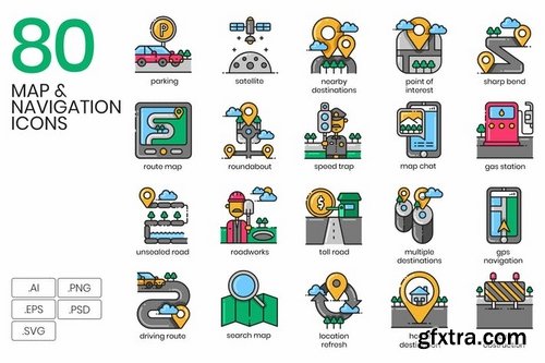 80 Map & Navigation Icons