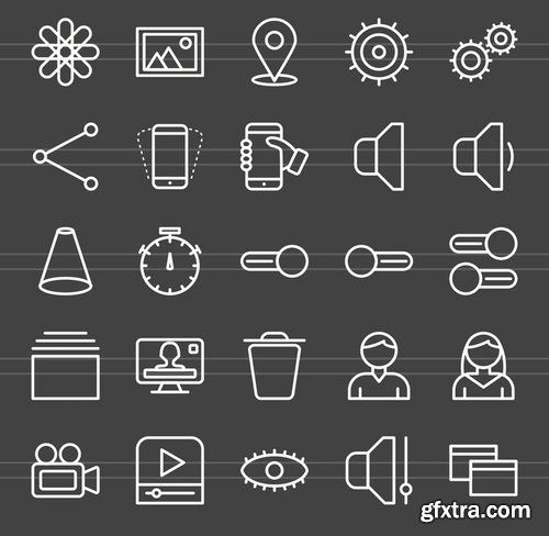 50 Web Interface Line Inverted Icons