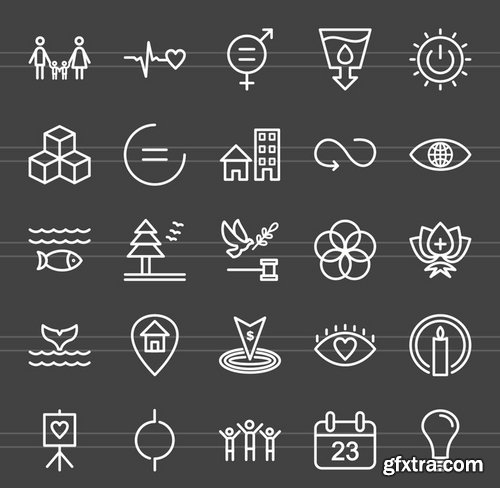 50 Community Line Inverted Icons