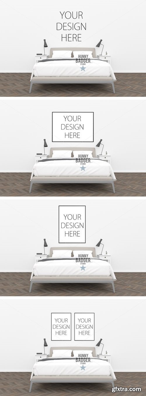 CM - Bedroom mockup - poster mockup 1498592