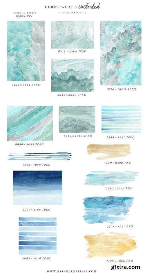 CM - Ocean & Beach Watercolor Backgrounds 1487491