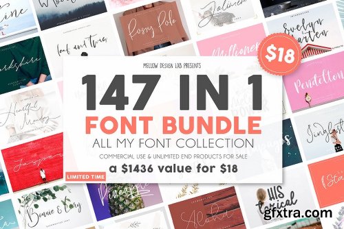 CreativeMarket 147 IN 1 Font Bundle SALE! 2261227