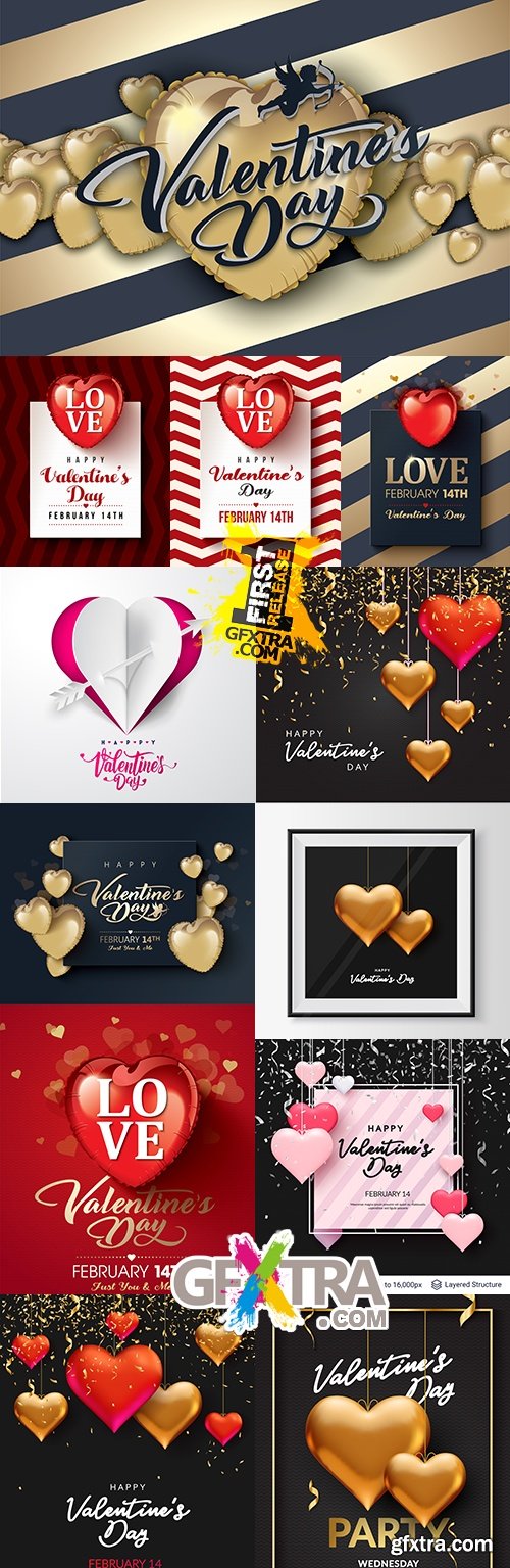 Happy Valentines Day romantic invitation card collection 5