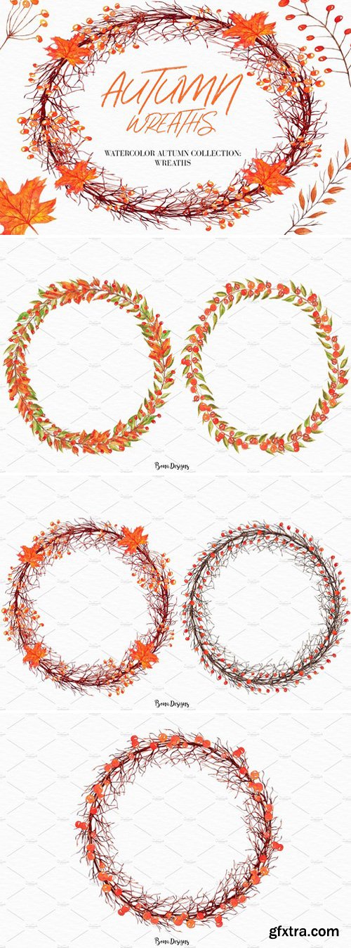 CM - Watercolor Autumn Wreaths clipart 2203428