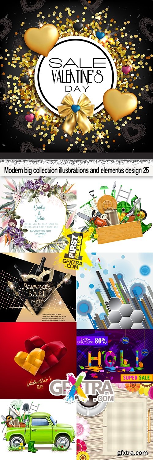 Modern big collection illustrations and elements design 25