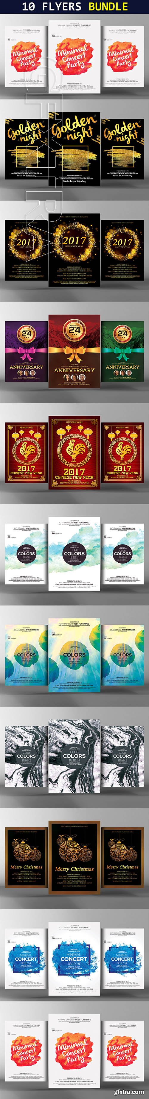 CreativeMarket - 10 Abstract Party Flyers Bundle 2266468