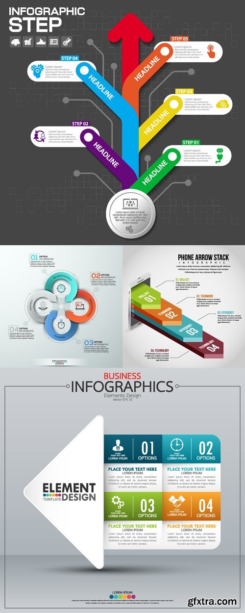 Vectors - Arrows Infographics Backgrounds 53