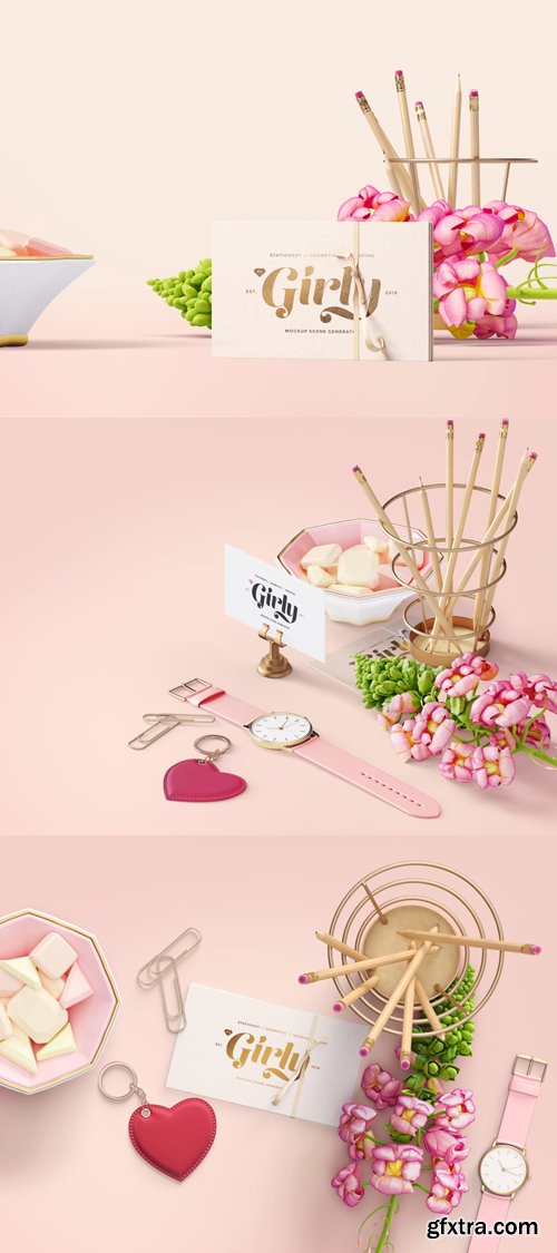 3 Girly Branding PSD Mockups Templates