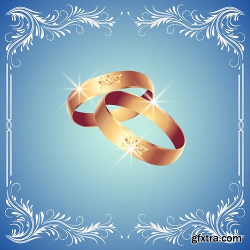 Wedding rings ring wedding invitation card 25 EPS