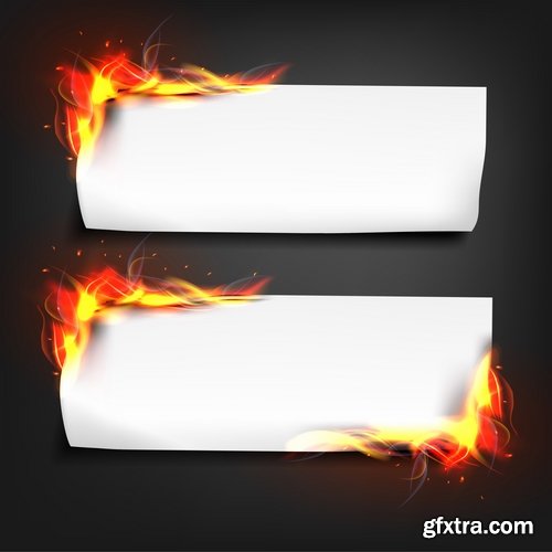 Singed paper frame pattern background decoration fire 25 EPS