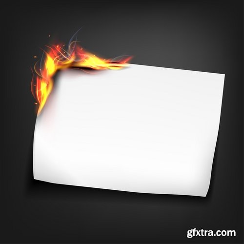 Singed paper frame pattern background decoration fire 25 EPS