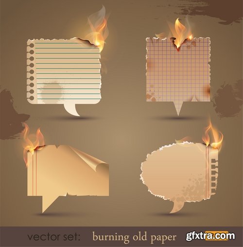 Singed paper frame pattern background decoration fire 25 EPS