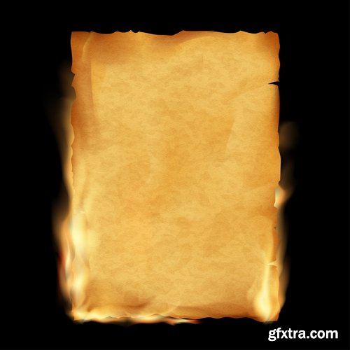 Singed paper frame pattern background decoration fire 25 EPS