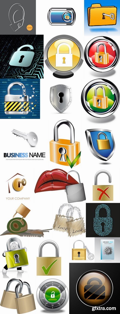 Logo safety lock key password vector image 25 EPS