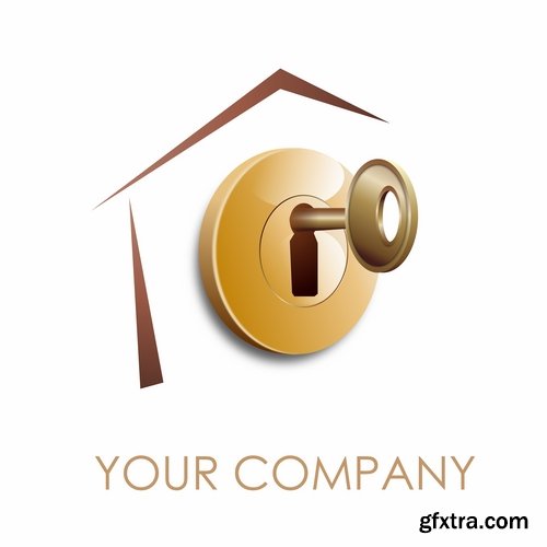 Logo safety lock key password vector image 25 EPS