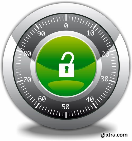 Logo safety lock key password vector image 25 EPS