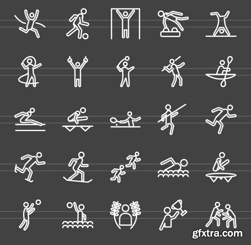 50 Olympics Line Inverted Icons