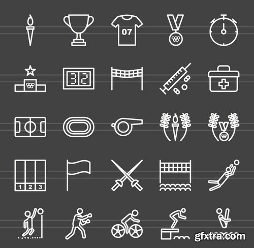 50 Olympics Line Inverted Icons