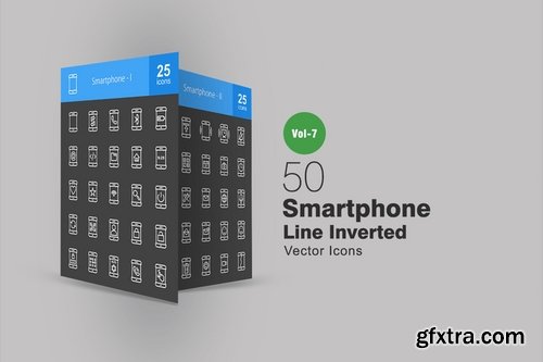 50 Smartphone Line Inverted Icons