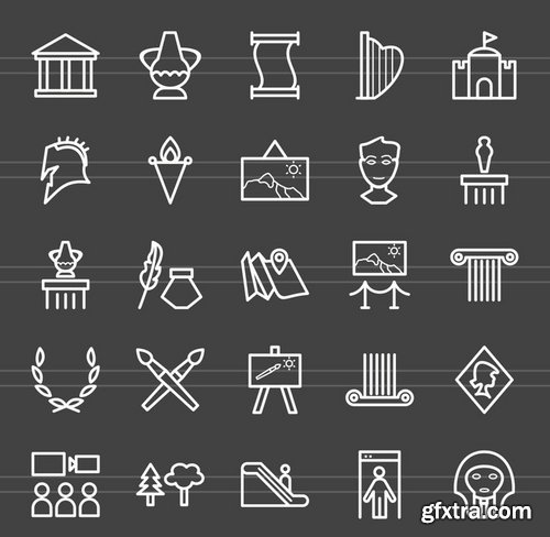 50 Museum Line Inverted Icons