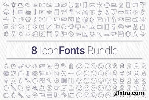 CM - 200 Icons in 8 Fonts - Bundle 2233165