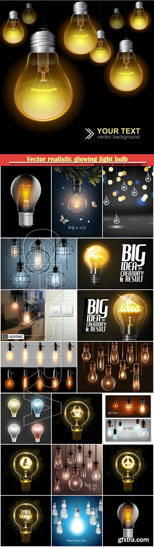 Vector realistic glowing light bulb