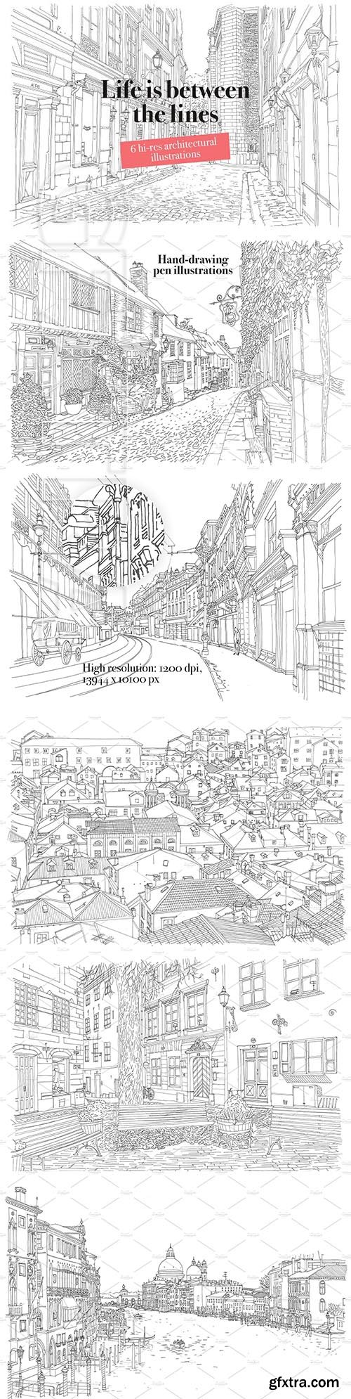 CreativeMarket - 6 hand-drawing illustrations 2266041