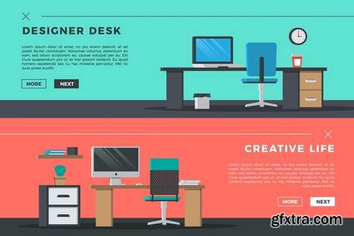 Flat office banner design