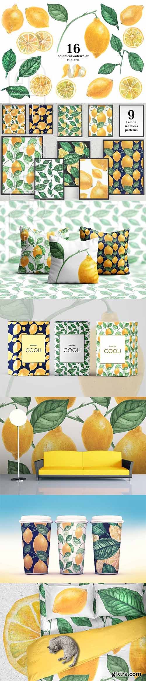 CreativeMarket - Lemon Garden Botanical Watercolor 2266860