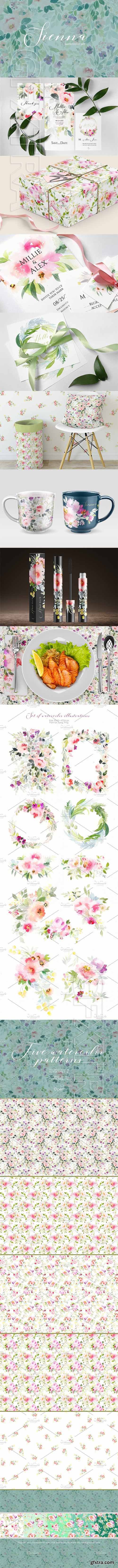 CreativeMarket - Watercolor set Sienna 2261772