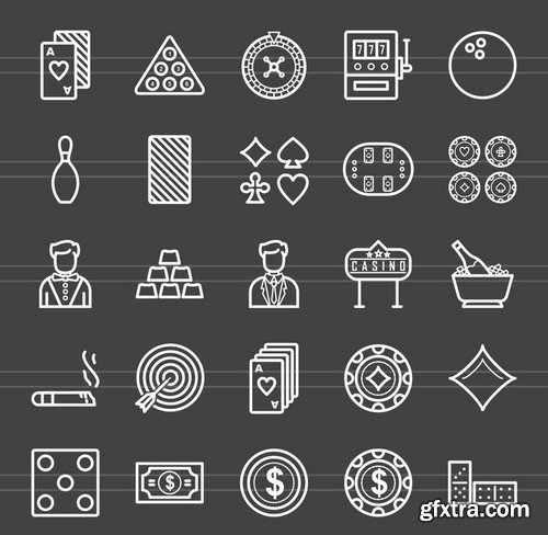 50 Casino Line Inverted Icons