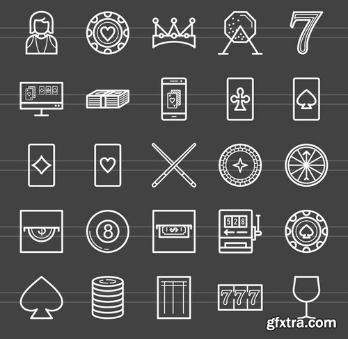 50 Casino Line Inverted Icons