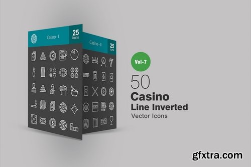 50 Casino Line Inverted Icons