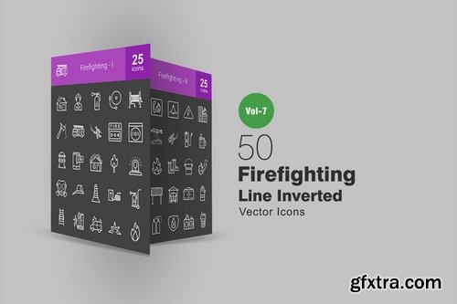 50 Firefighting Line Inverted Icons