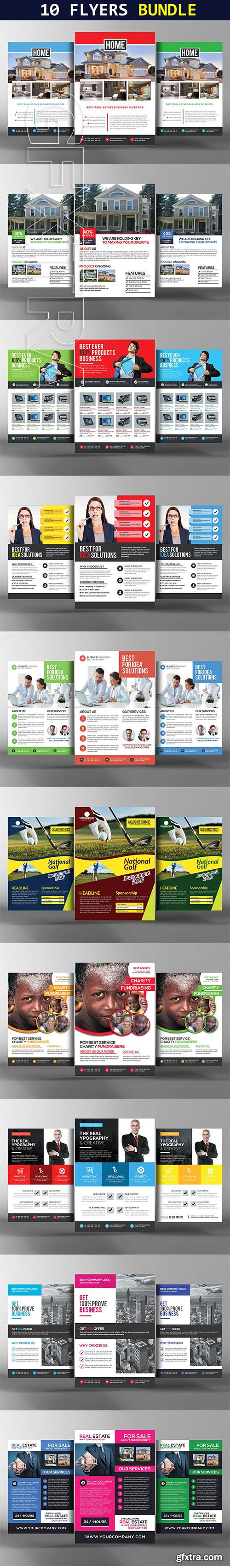 CreativeMarket - 10 Multi-purpose Corporate Flyers 2266582