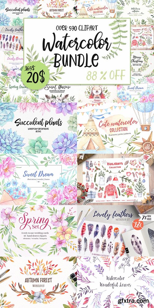 CM - SALE! Watercolor bundle 88%OFF 2231396