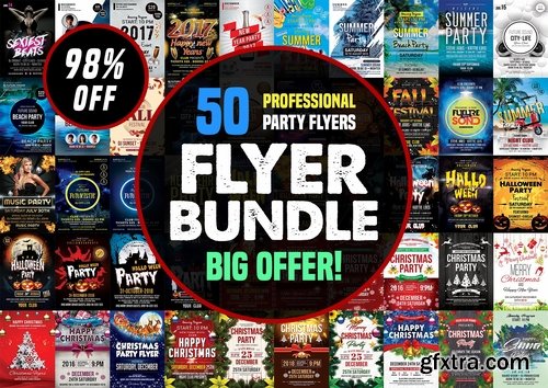 CM - 50-Party Flyers Templates Bundle 2250378