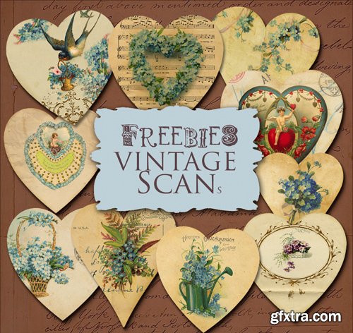 Scrap Kit - Vintage Paper Hearts for Valentine\'s Day