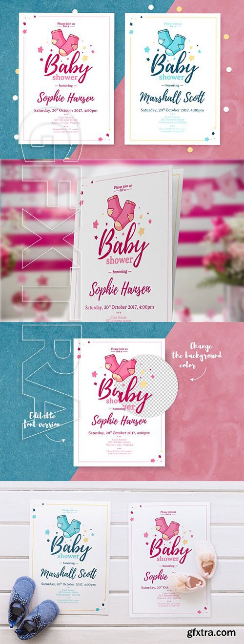 CreativeMarket - Boy&Girl - Baby Shower Invitation 2266859